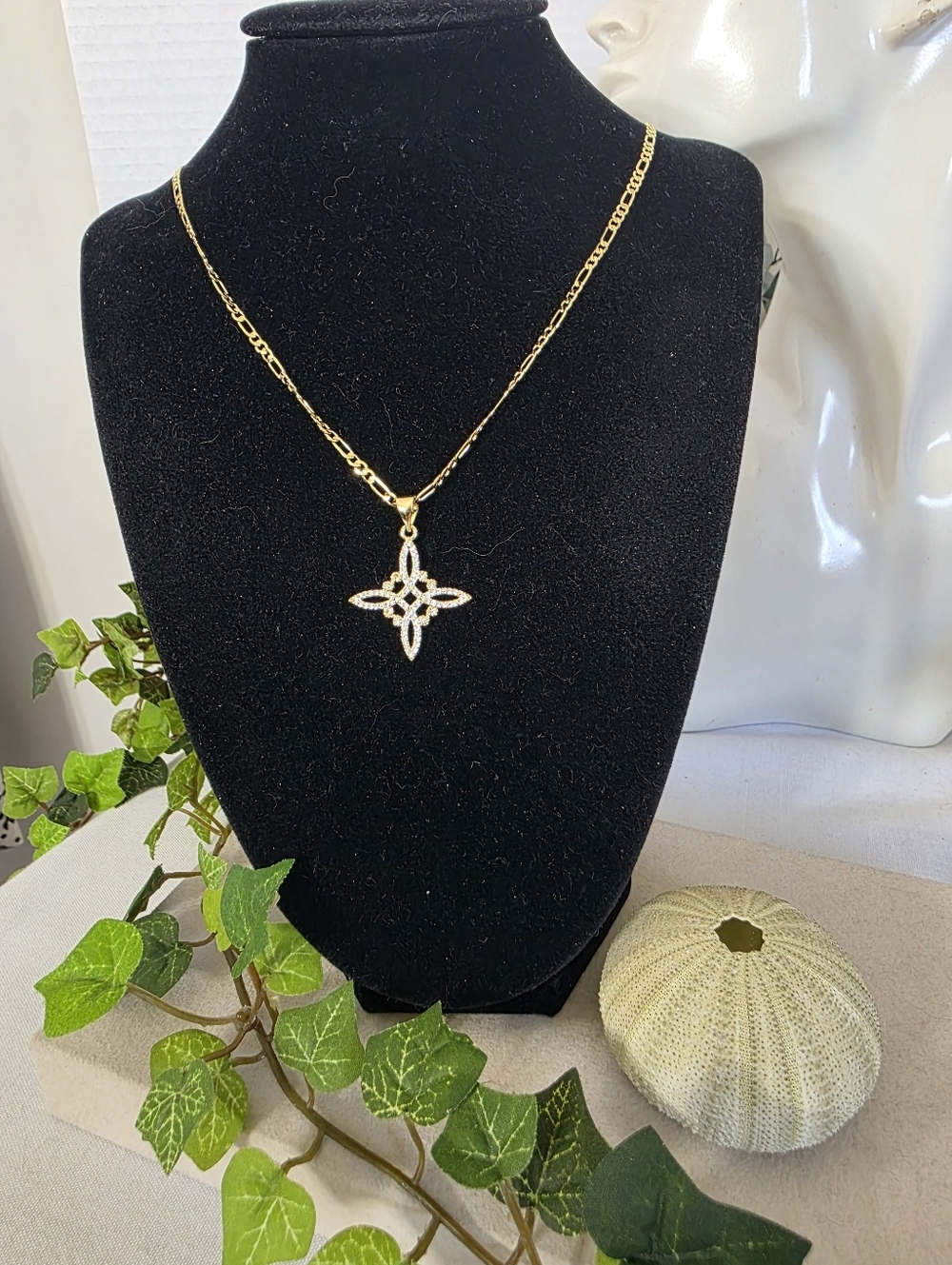 Gold Pave CZ Witch’s Knot Pendant Necklace - Celtic Protection Symbol